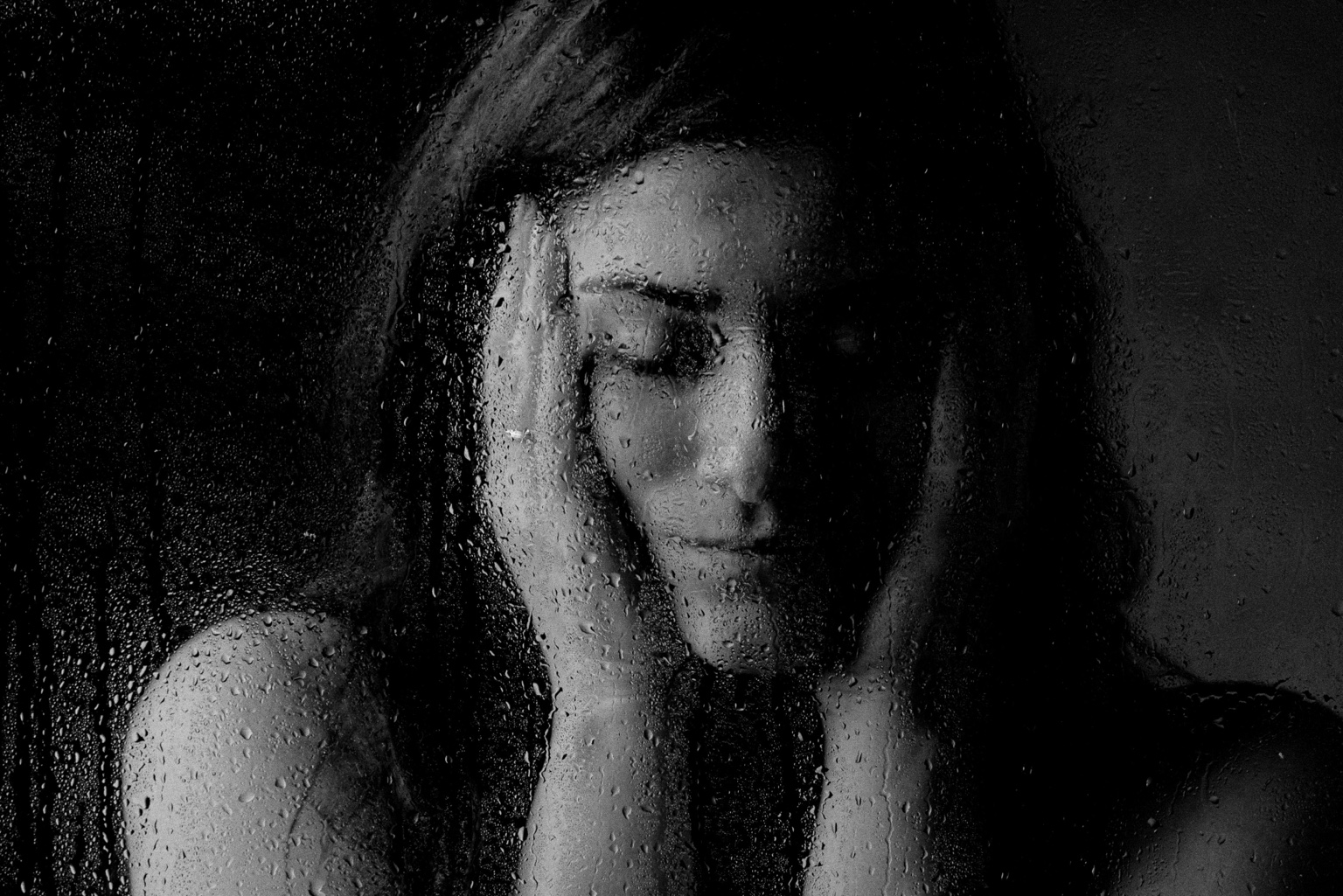 Artistic black and white portrait of Ester Ferraro